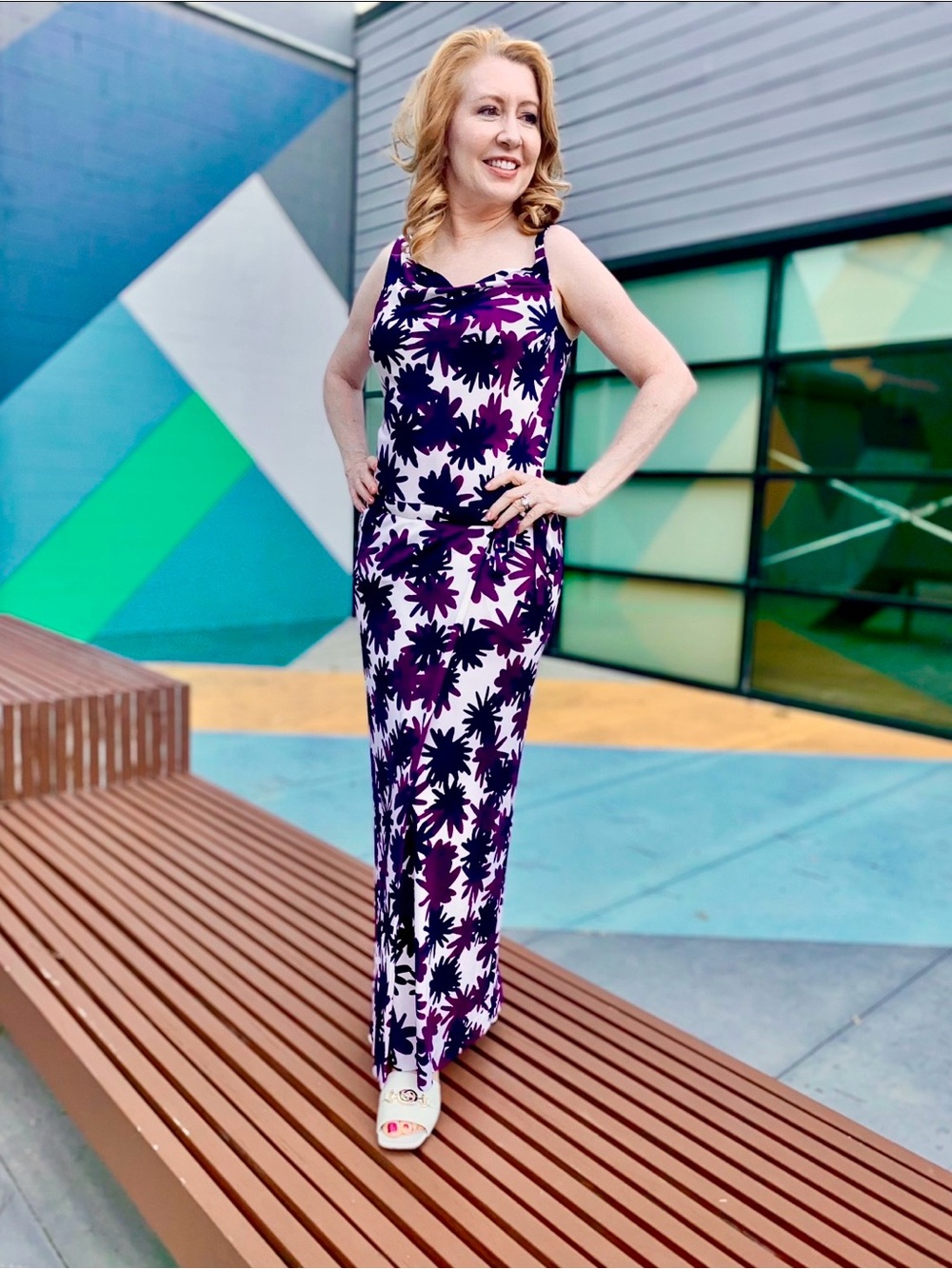 Diane Von Furstenberg Purple & White Floral Maxi Dress-LIKE NEW • GREAT DEAL